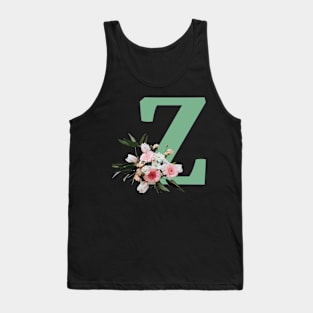 Letter Z green with colorful flowers Tank Top